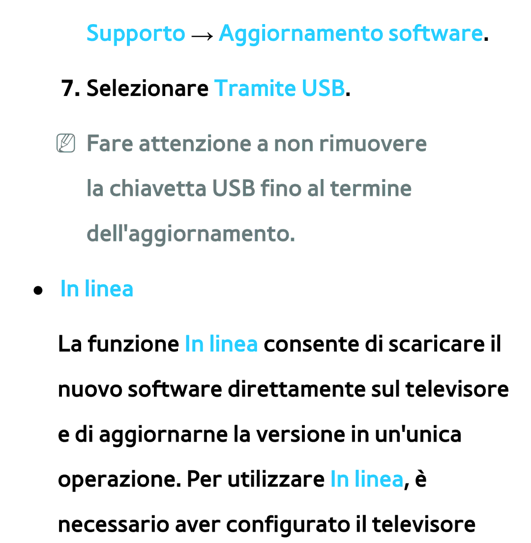 Samsung UE40ES7000QXZT, UE46ES8000SXXN, UE55ES8000SXXH, UE55ES7000SXXH manual Supporto → Aggiornamento software, Linea 