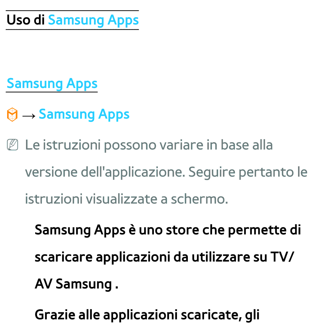 Samsung UE46ES7000SXXH, UE46ES8000SXXN, UE55ES8000SXXH, UE55ES7000SXXH, UE46ES8000SXXH Uso di Samsung Apps → Samsung Apps 