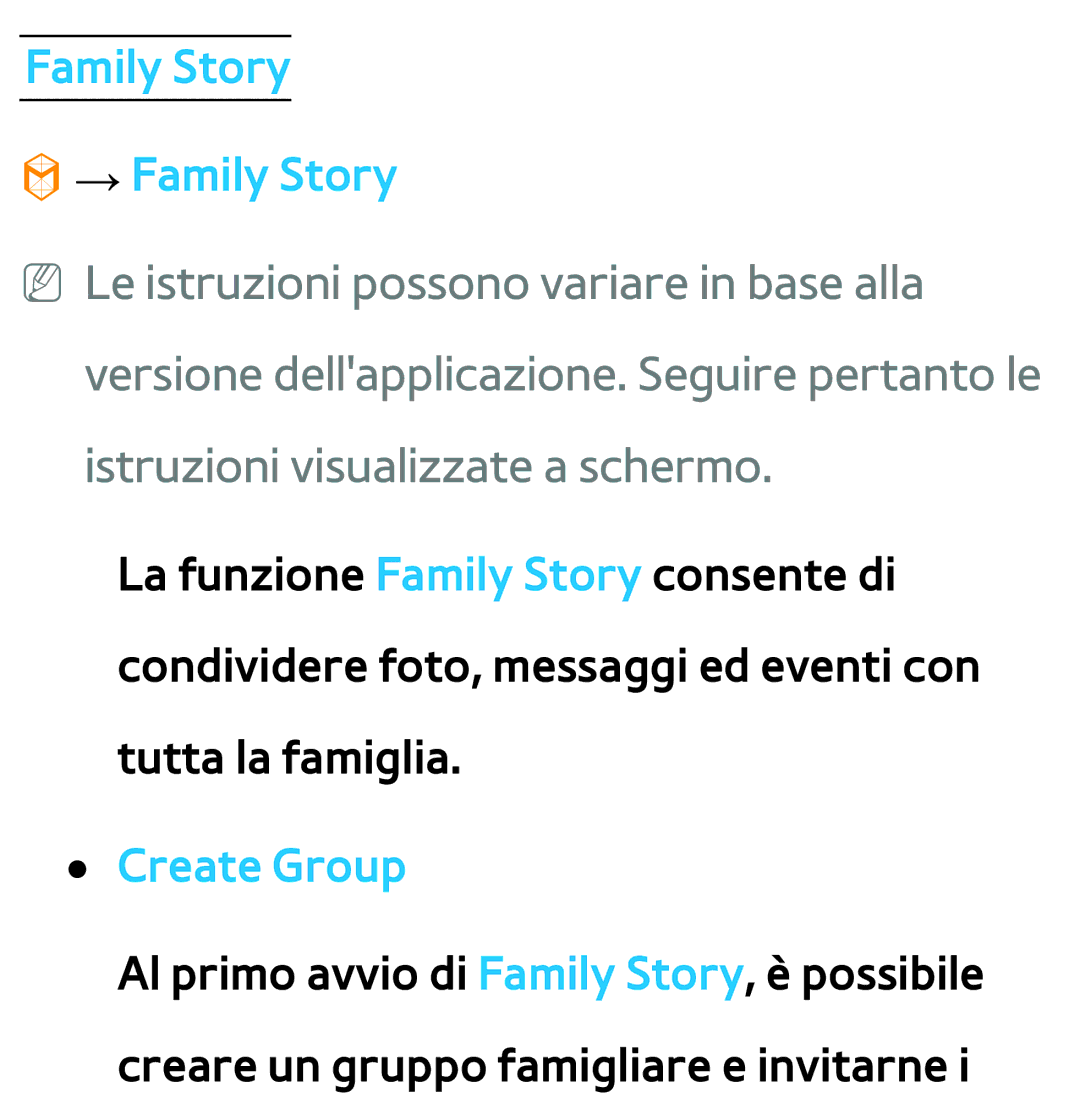 Samsung UE40ES7000SXXN, UE46ES8000SXXN, UE55ES8000SXXH, UE55ES7000SXXH manual Family Story → Family Story, Create Group 