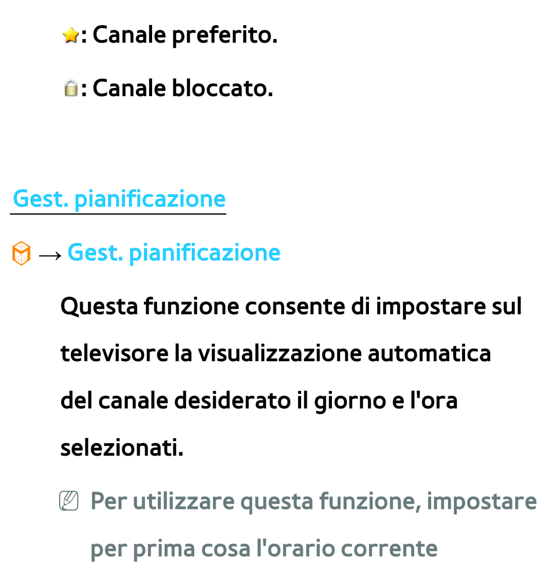 Samsung UE55ES7000SXXH, UE46ES8000SXXN, UE55ES8000SXXH, UE46ES8000SXXH manual Gest. pianificazione → Gest. pianificazione 