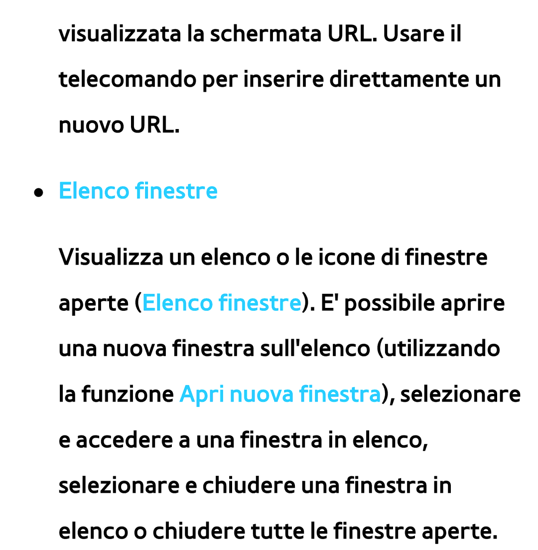 Samsung UE46ES7000SXXH, UE46ES8000SXXN, UE55ES8000SXXH, UE55ES7000SXXH, UE46ES8000SXXH, UE55ES7000SXXN manual Elenco finestre 