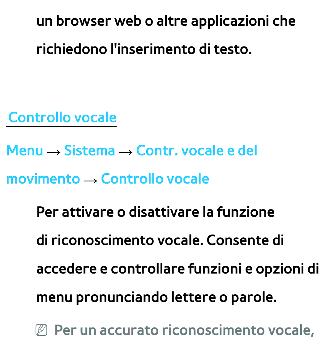 Samsung UE55ES8000QXZT, UE46ES8000SXXN, UE55ES8000SXXH, UE55ES7000SXXH manual NN Per un accurato riconoscimento vocale 