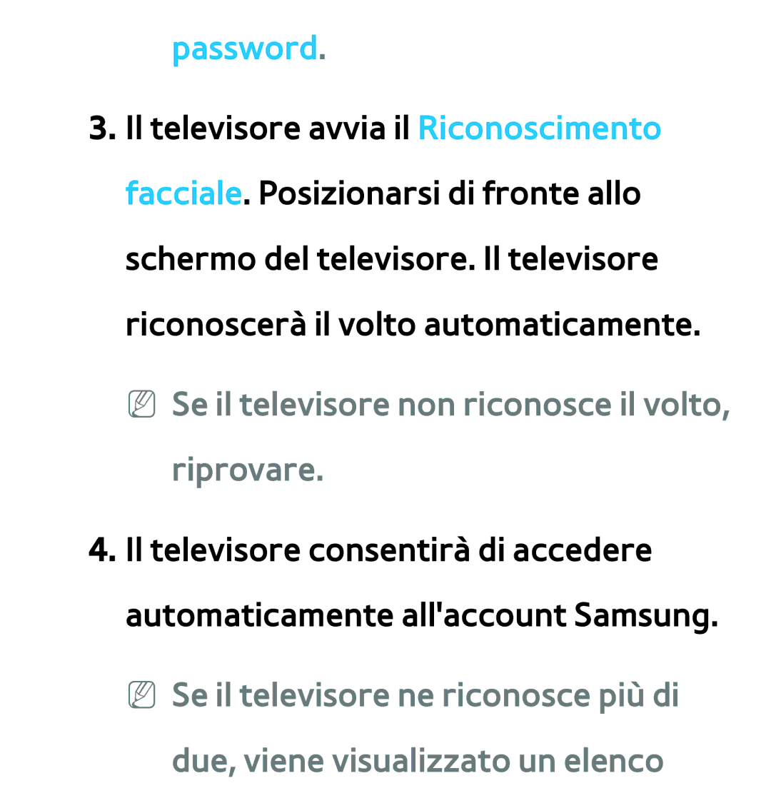 Samsung UE55ES8000SXXH, UE46ES8000SXXN, UE55ES7000SXXH manual Password, NN Se il televisore non riconosce il volto, riprovare 