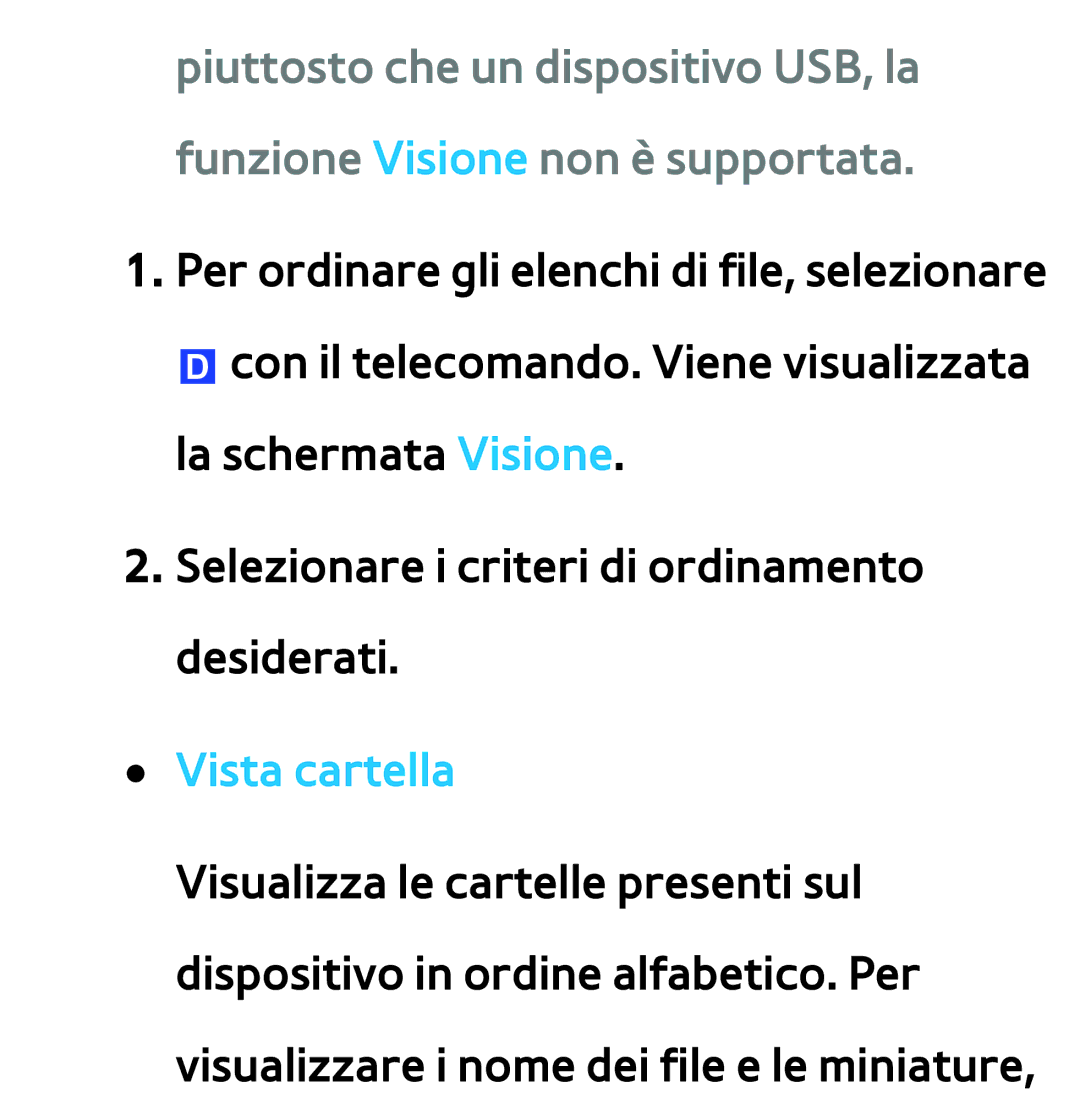 Samsung UE55ES7000SXXH, UE46ES8000SXXN, UE55ES8000SXXH, UE46ES8000SXXH, UE46ES7000SXXH, UE55ES7000SXXN manual Vista cartella 