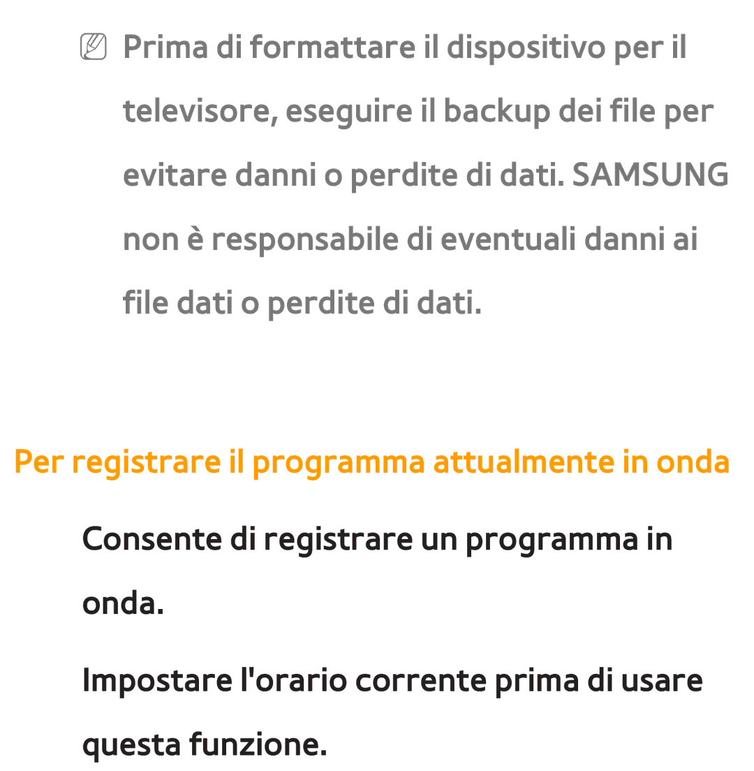 Samsung UE46ES7000SXXN, UE46ES8000SXXN, UE55ES8000SXXH, UE55ES7000SXXH manual Per registrare il programma attualmente in onda 