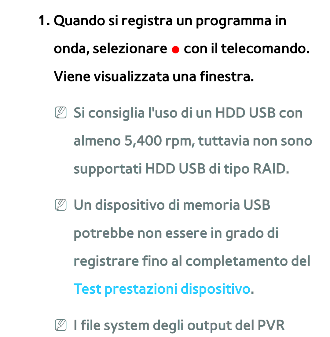 Samsung UE55ES7000QXZT, UE46ES8000SXXN, UE55ES8000SXXH Test prestazioni dispositivo, NN I file system degli output del PVR 