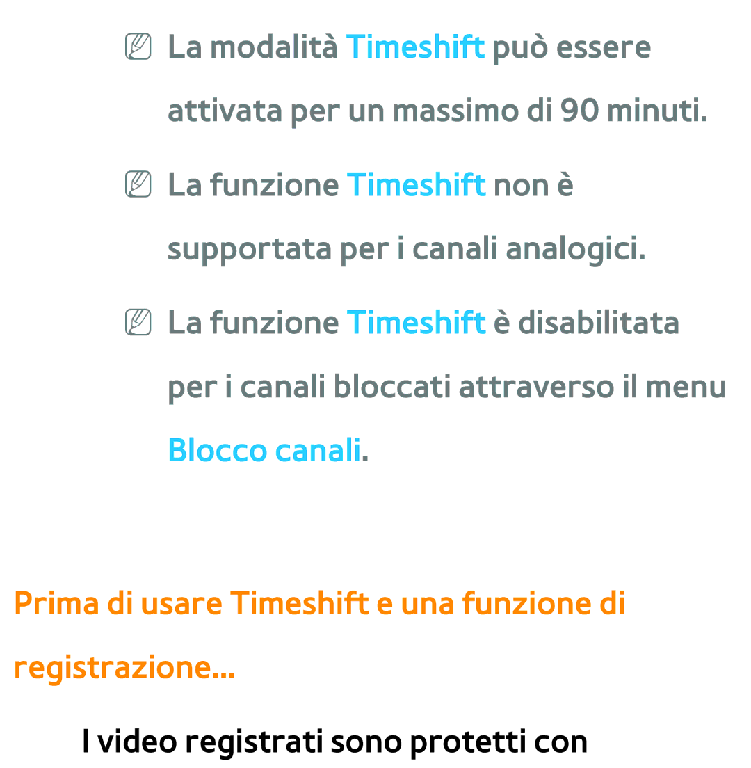 Samsung UE40ES7000SXXN, UE46ES8000SXXN, UE55ES8000SXXH manual Prima di usare Timeshift e una funzione di registrazione 