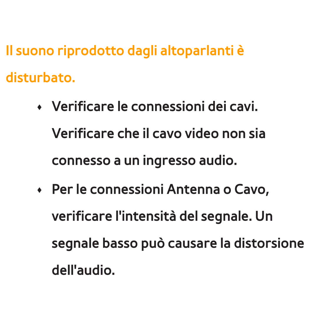 Samsung UE40ES8000QXZT, UE46ES8000SXXN, UE55ES8000SXXH, UE55ES7000SXXH Il suono riprodotto dagli altoparlanti è disturbato 