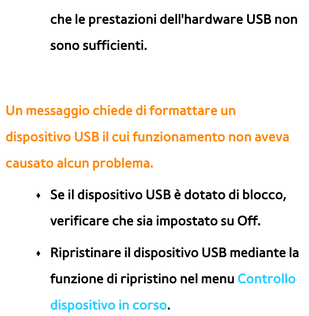 Samsung UE46ES7000QXZT, UE46ES8000SXXN, UE55ES8000SXXH manual Che le prestazioni dellhardware USB non sono sufficienti 