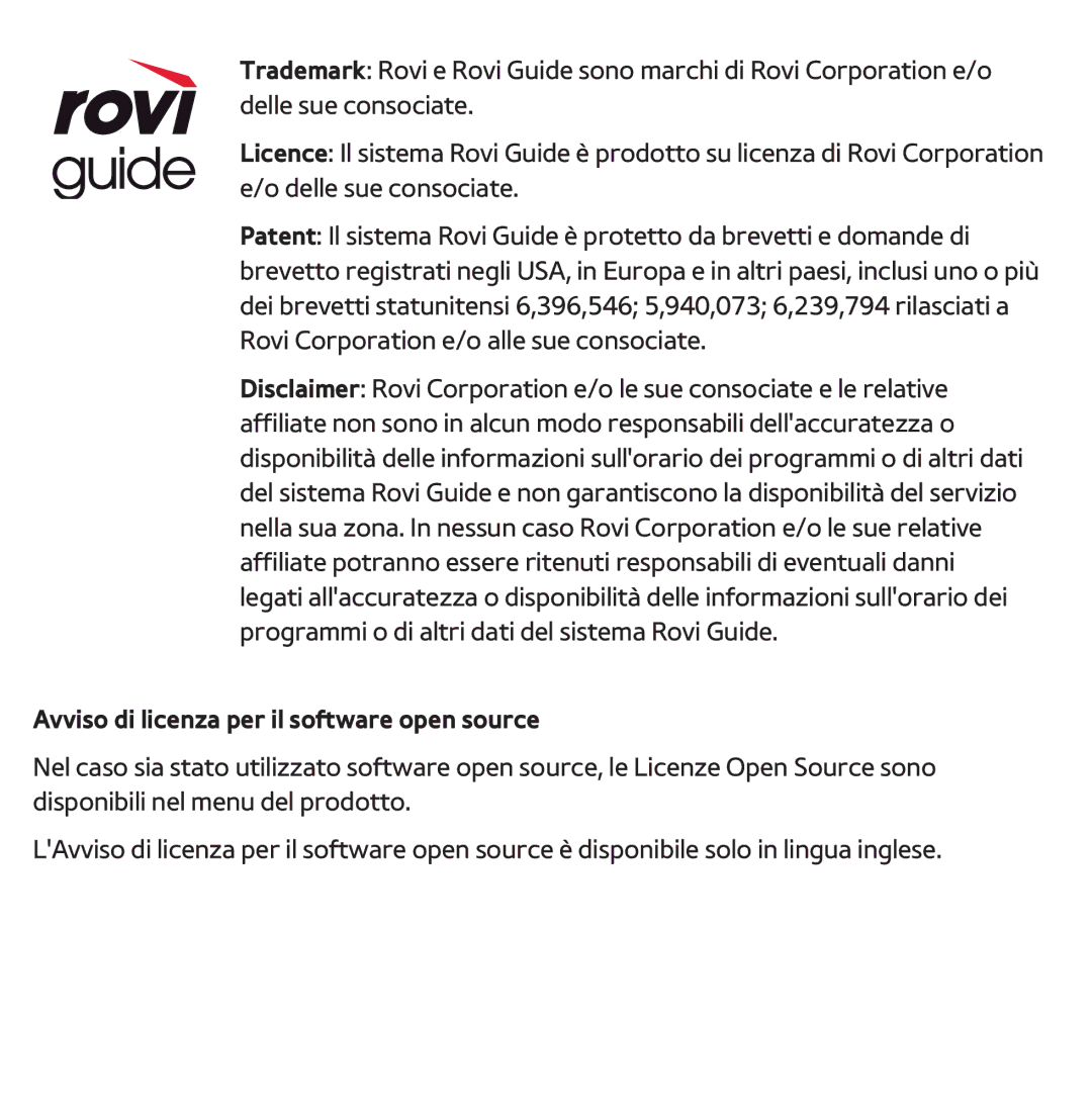 Samsung UE46ES8000QXZT, UE46ES8000SXXN, UE55ES8000SXXH, UE55ES7000SXXH manual Avviso di licenza per il software open source 