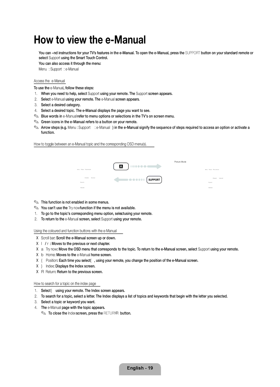 Samsung UE40ES8005UXXE, UE46ES8005UXXE, UE55ES8005UXXE manual How to view the e-Manual 