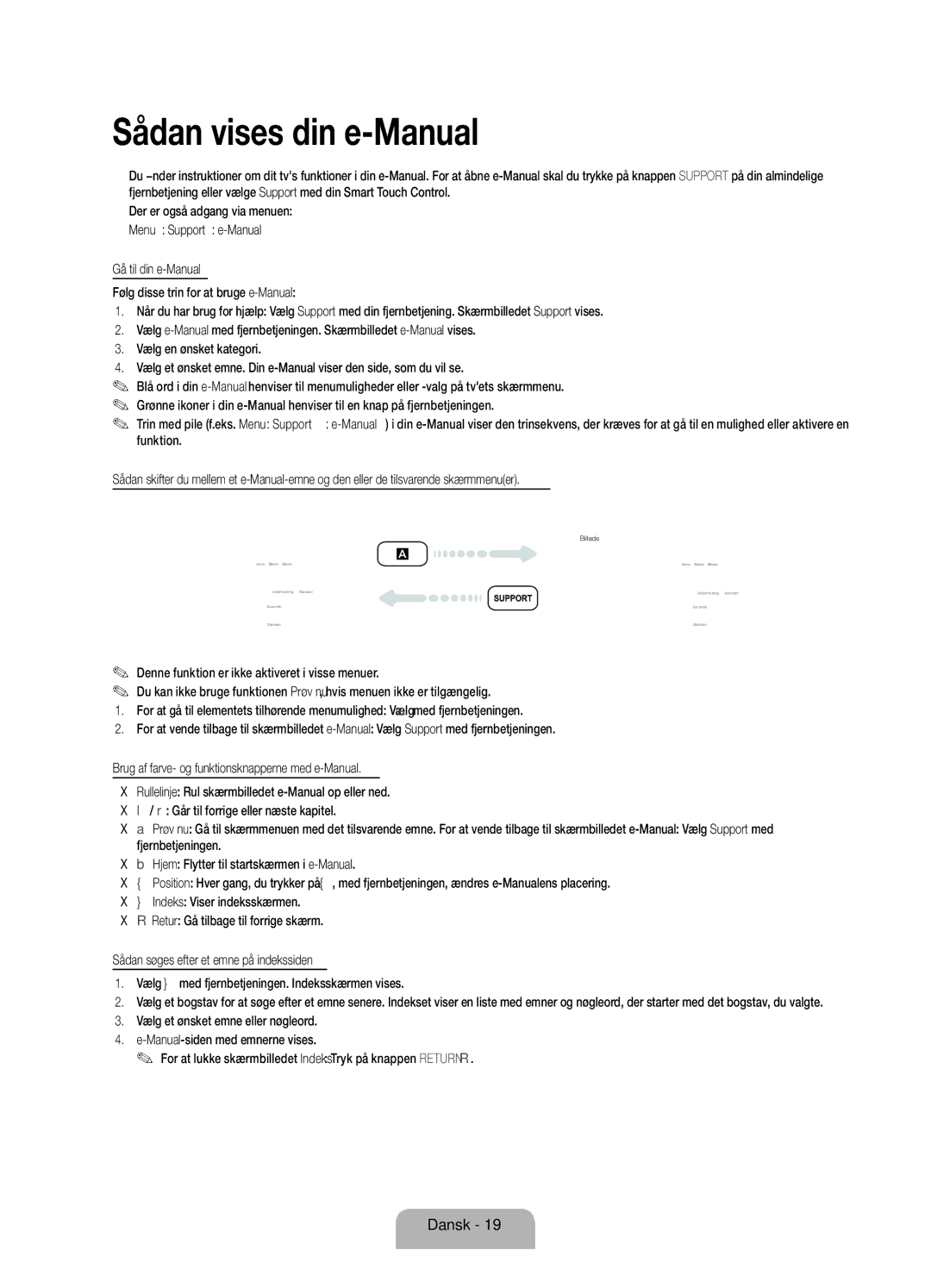 Samsung UE55ES8005UXXE, UE46ES8005UXXE, UE40ES8005UXXE manual Sådan vises din e-Manual 