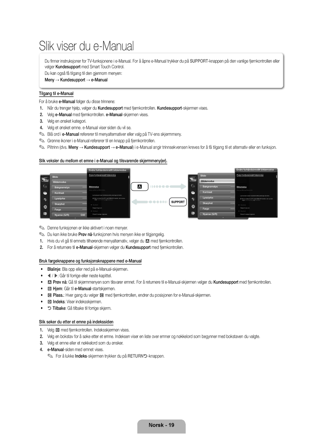 Samsung UE40ES8005UXXE, UE46ES8005UXXE, UE55ES8005UXXE manual Slik viser du e-Manual 