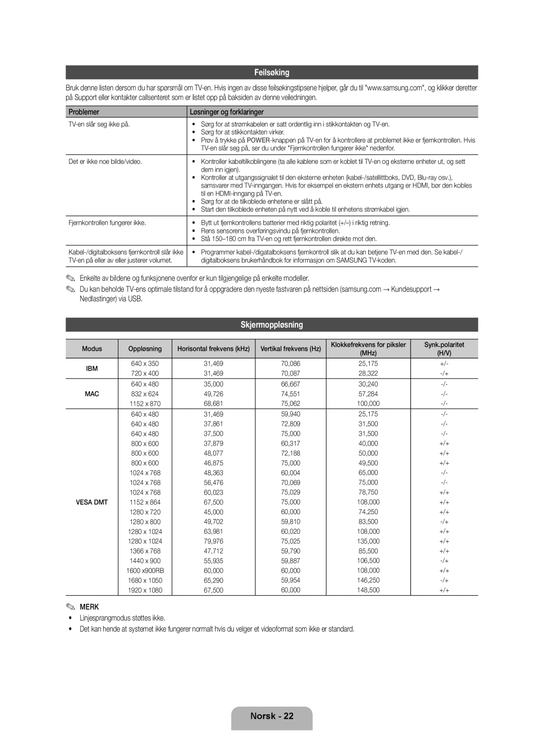 Samsung UE40ES8005UXXE, UE46ES8005UXXE, UE55ES8005UXXE Feilsøking, Skjermoppløsning, Problemer Løsninger og forklaringer 