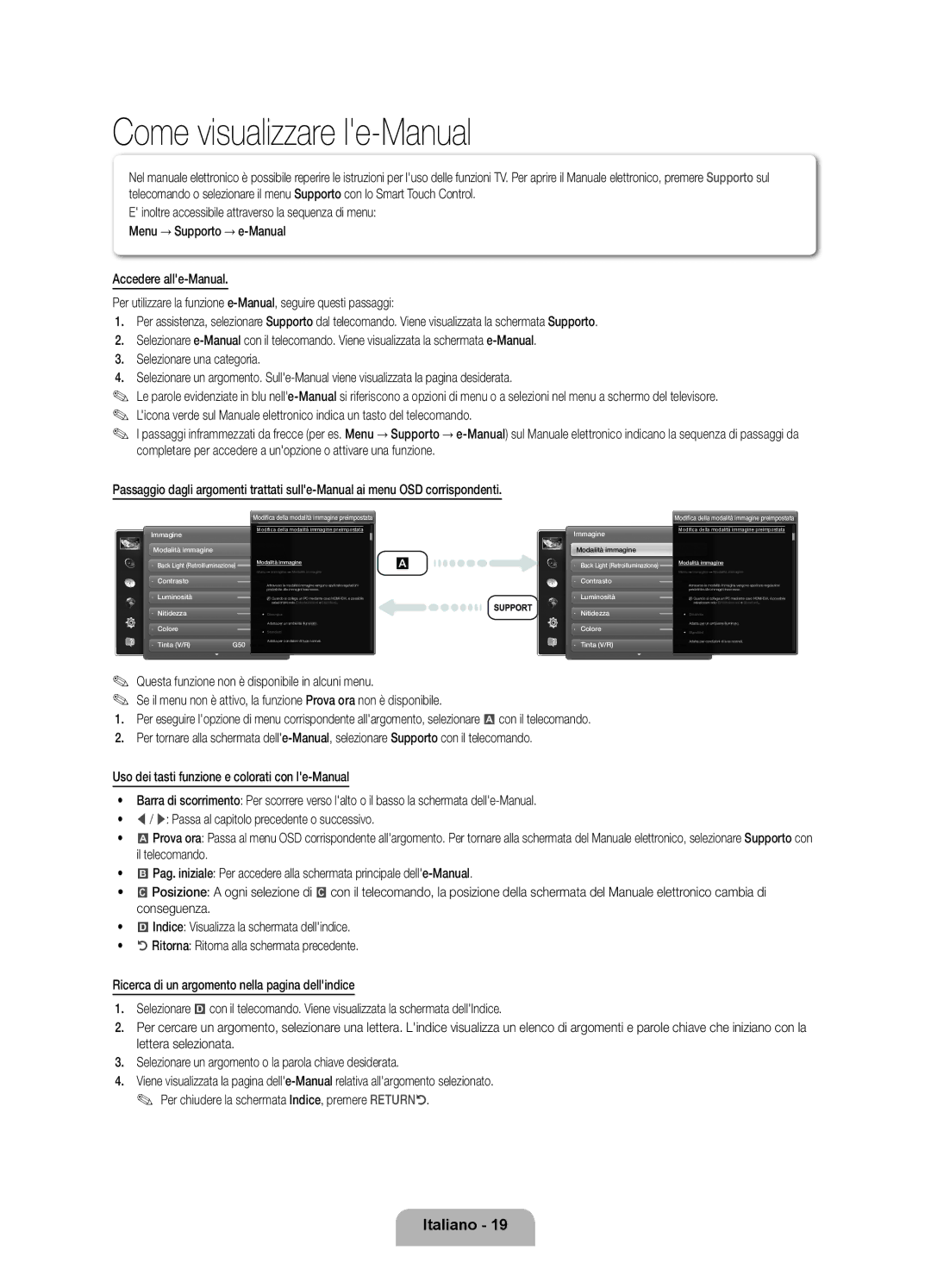 Samsung UE46ES8080UXZG, UE55ES8080UXZG manual Come visualizzare le-Manual 