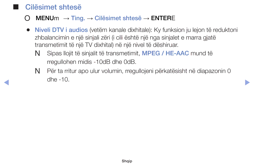 Samsung UE50F5000AWXXH, UE46F5000AWXXH, UE40F5000AWXXH, UE32F5000AWXXH manual OO MENUm → Ting. → Cilësimet shtesë → Entere 