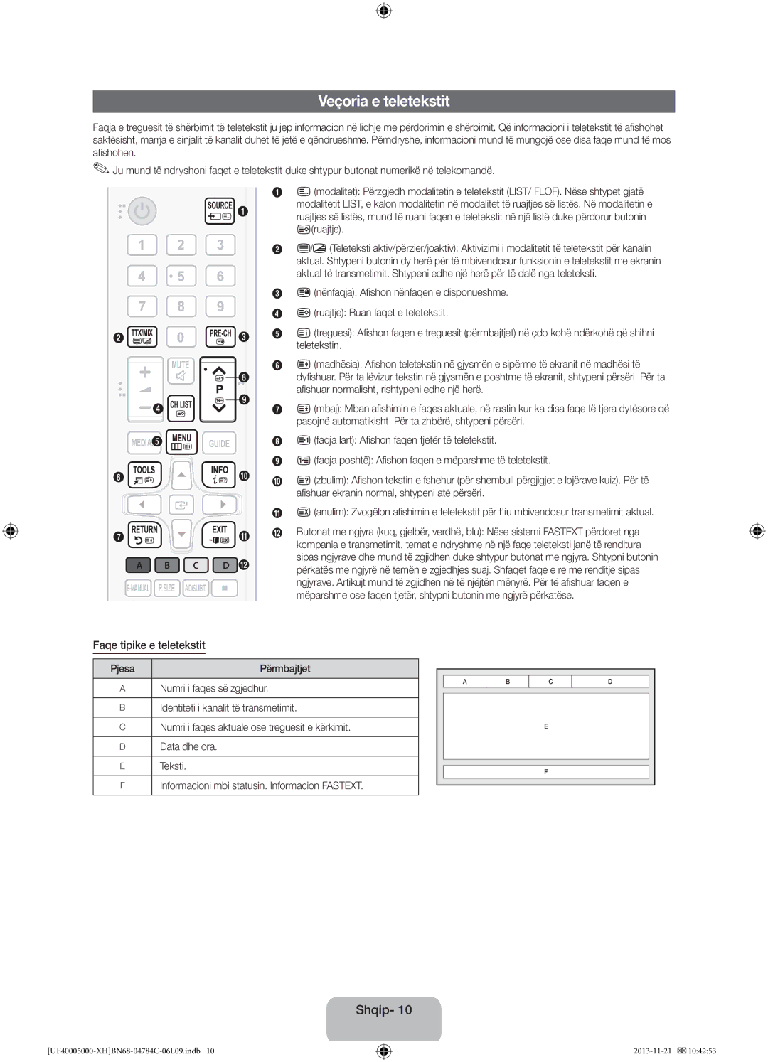 Samsung UE42F5000AWXXC, UE46F5000AWXXH, UE32F5000AWXXH, UE32F5000AWXZG manual Veçoria e teletekstit, Faqe tipike e teletekstit 