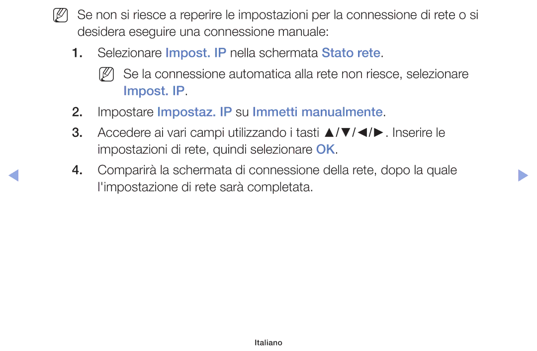 Samsung UE42F5000AWXZF, UE46F5000AWXXH, UE42F5000AWXXC Impost. IP Impostare Impostaz. IP su Immetti manualmente 