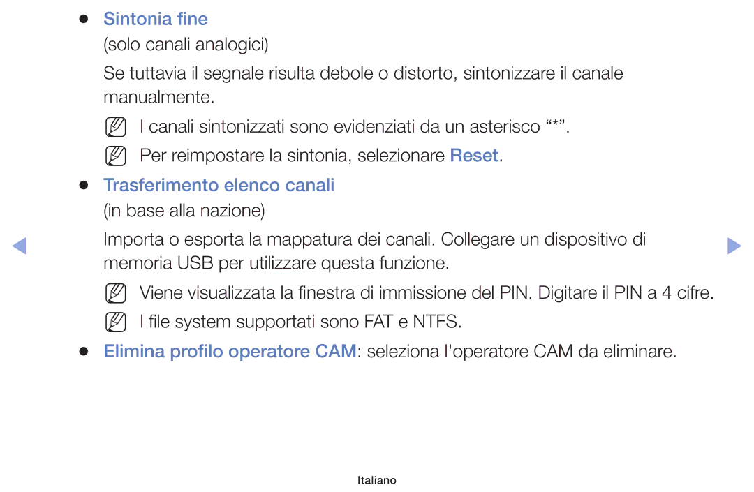 Samsung UE42F5000AWXXN, UE46F5000AWXXH, UE42F5000AWXXC, UE32F5000AWXXH manual Sintonia fine, Trasferimento elenco canali 
