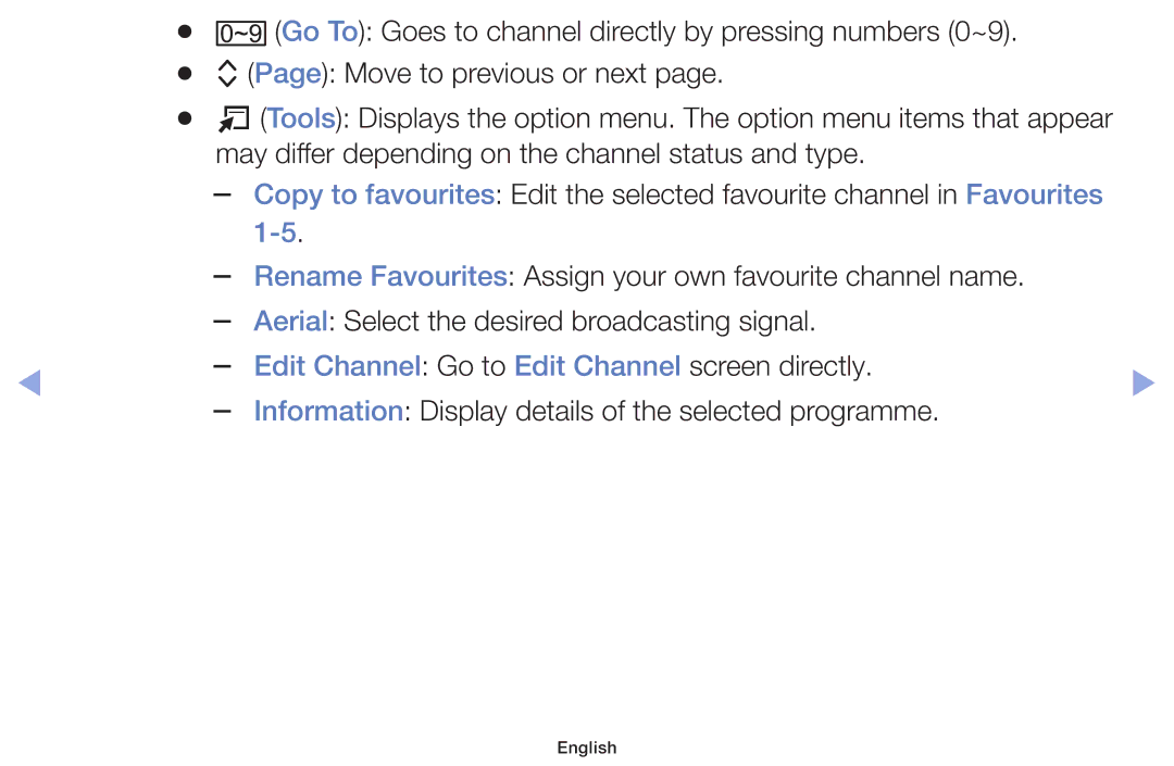 Samsung UE39F5000AWXZG, UE46F5000AWXXH, UE46F5070SSXZG, UE46F5070SSXTK manual Edit Channel Go to Edit Channel screen directly 