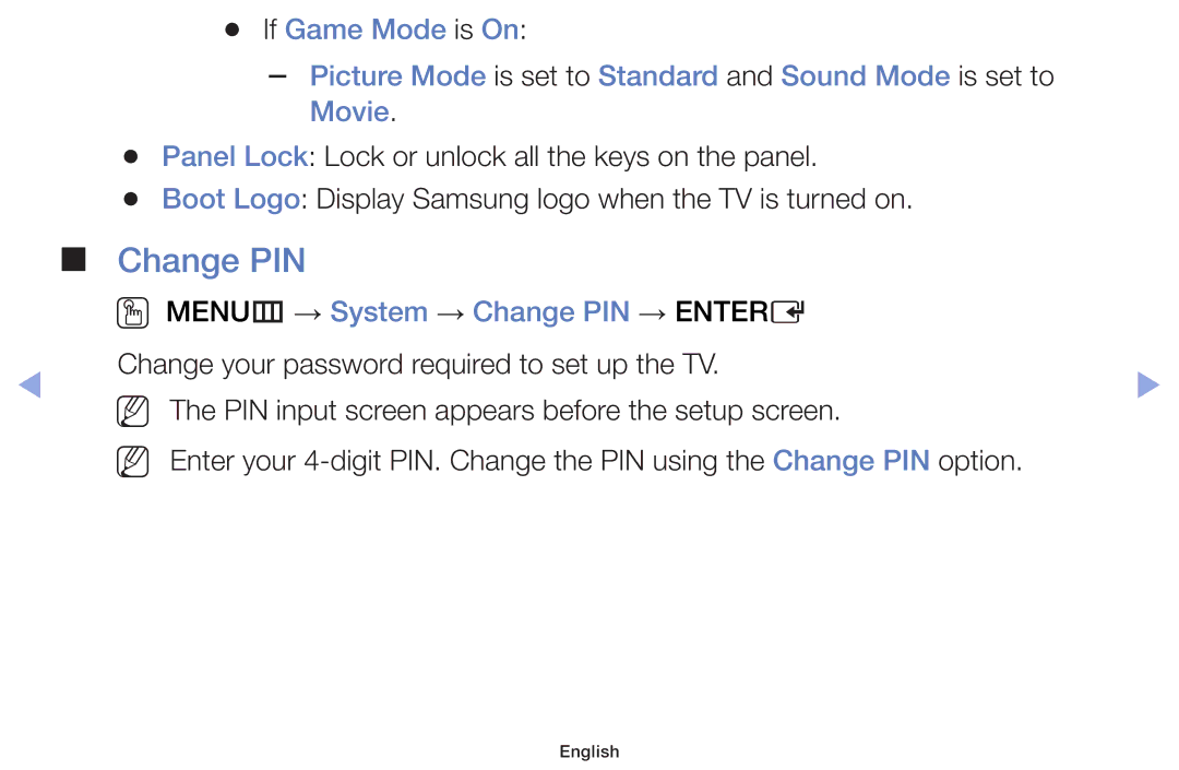 Samsung UE32F5005AKXXE, UE46F5000AWXXH, UE46F5070SSXZG, UE46F5070SSXTK, UE40F5000AWXXH, UE42F5000AWXXC manual Change PIN 