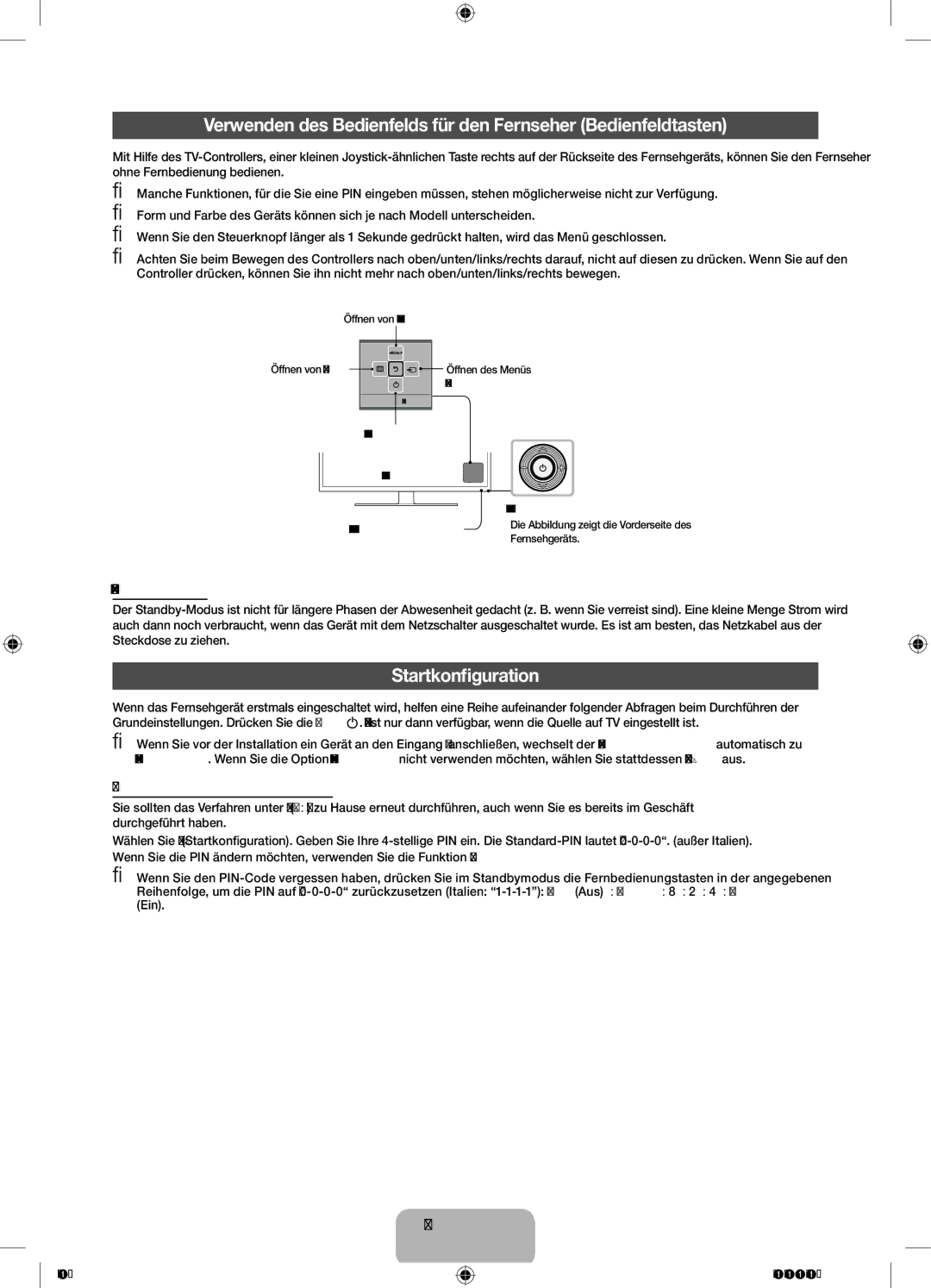 Samsung UE46F5000AWXXN, UE46F5000AWXXH manual Startkonfiguration, Standby-Modus, So setzen Sie diese Funktion zurück 