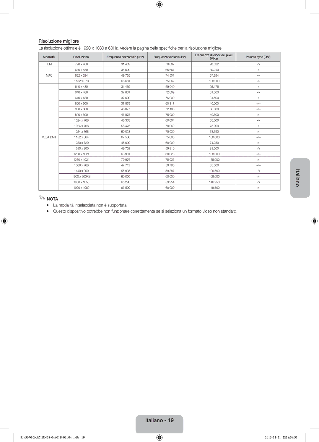 Samsung UE46F5070SSXXH, UE46F5000AWXXH, UE46F5070SSXZG, UE46F5070SSXTK, UE42F5070SSXZG manual Risoluzione migliore, Migliore 