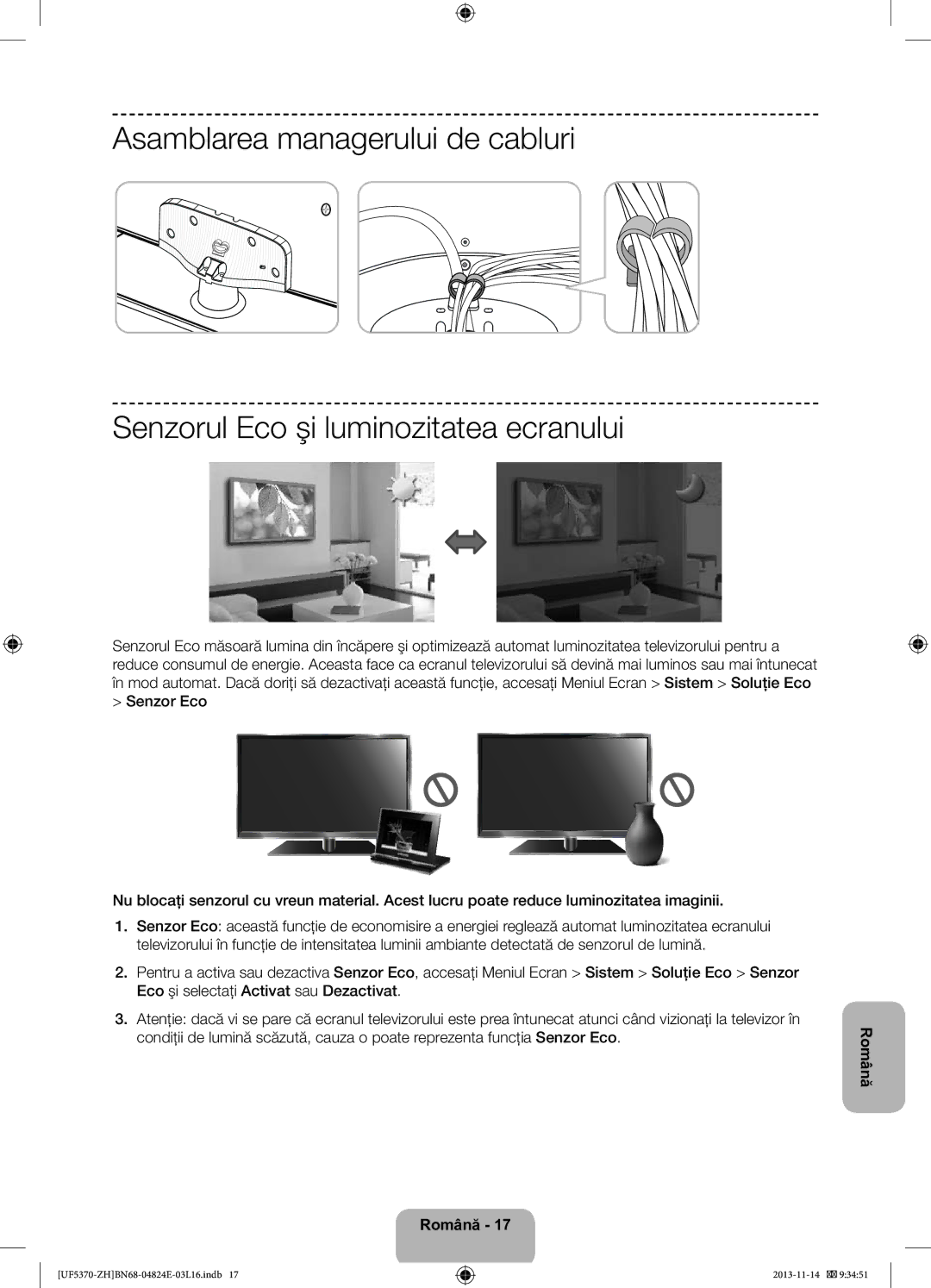 Samsung UE40F5370SSXZH, UE46F5370SSXZH manual Română 