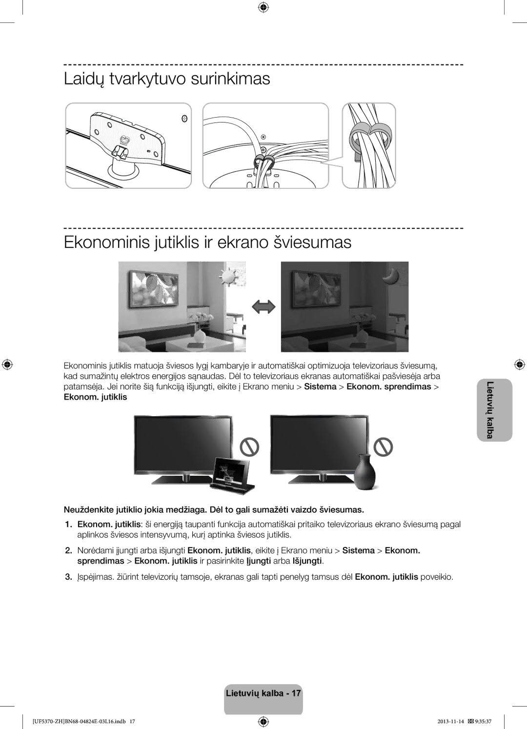 Samsung UE40F5370SSXZH, UE46F5370SSXZH manual Lietuvių kalba 