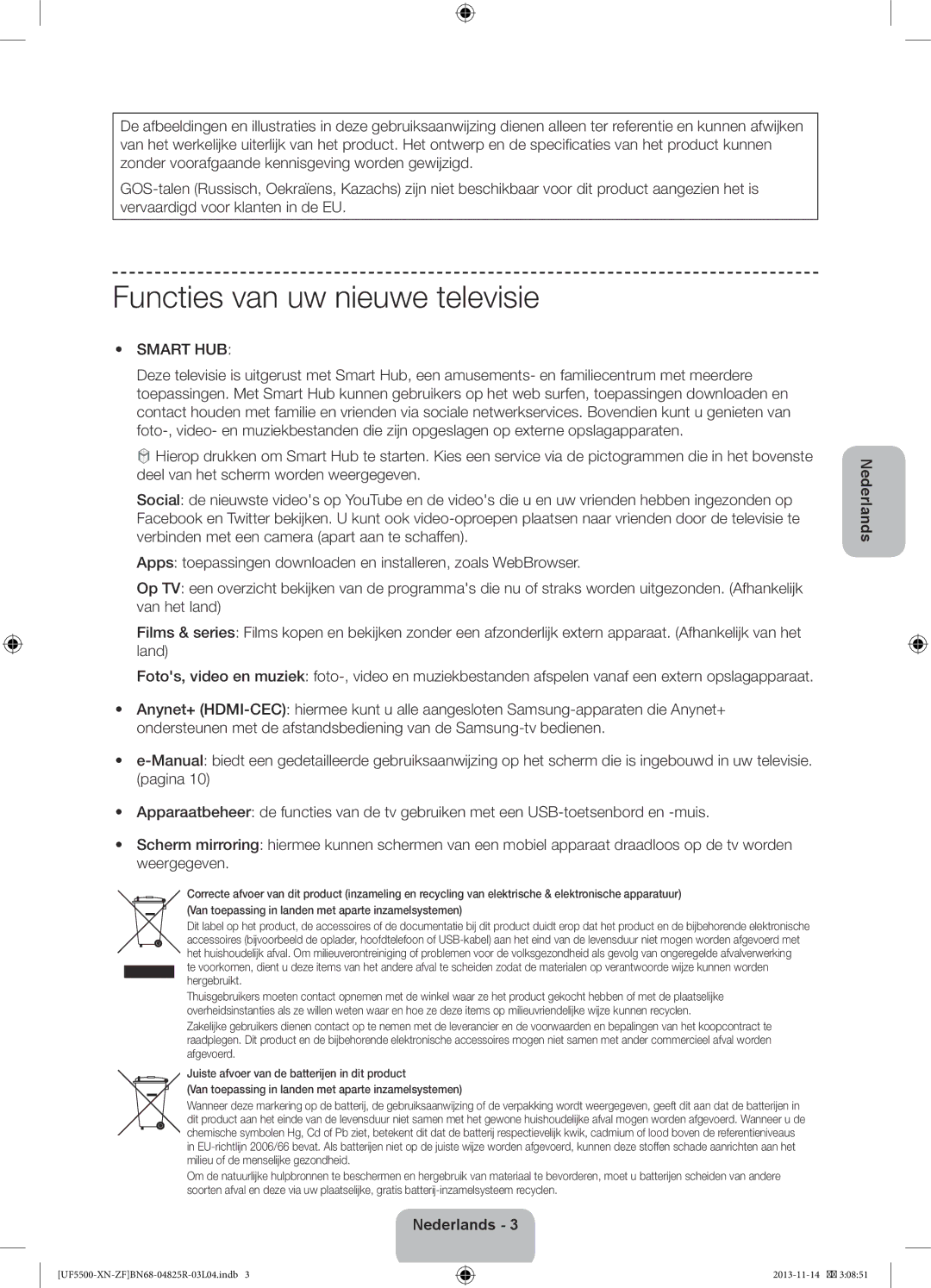 Samsung UE46F5500AWXZF, UE32F5500AWXZF, UE42F5500AWXZF manual Functies van uw nieuwe televisie 