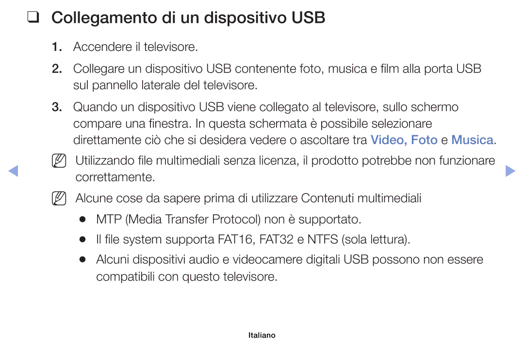 Samsung UE40F6100AKXZT, UE46F6100AWXXH manual Collegamento di un dispositivo USB, Compatibili con questo televisore 