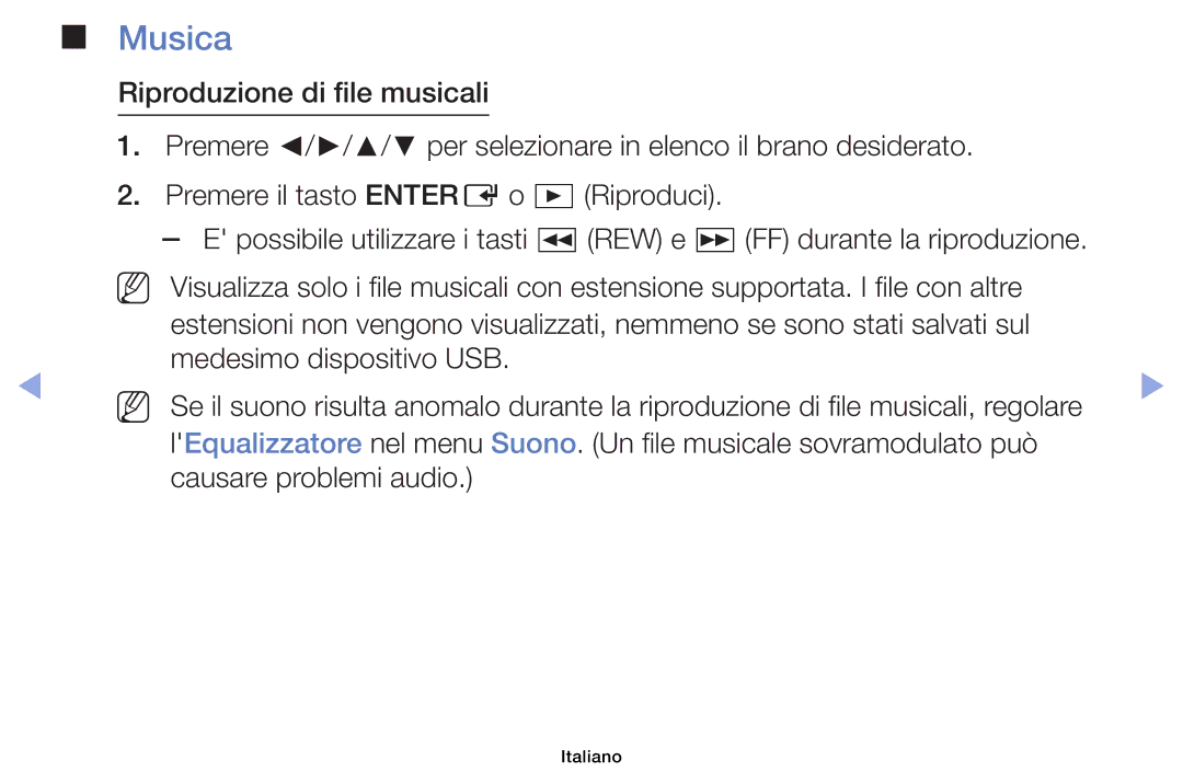 Samsung UE39EH5003WXXC, UE46F6100AWXXH, UE40F6100AWXZF manual File con altre, Medesimo dispositivo USB Musicali, regolare 