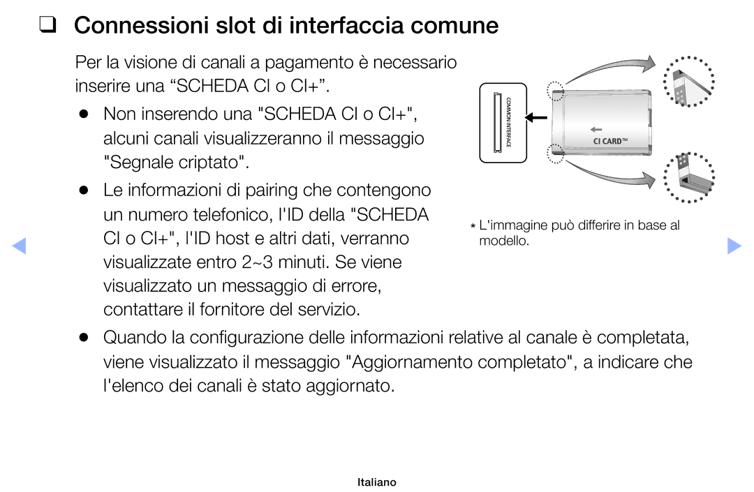 Samsung UE50F6100AKXZT, UE46F6100AWXXH Connessioni slot di interfaccia comune, CI o CI+, lID host e altri dati, verranno 