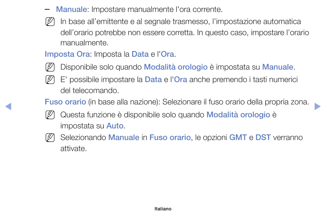 Samsung UE32EH4003WXZT Manuale Impostare manualmente lora corrente, Manualmente, Imposta Ora Imposta la Data e lOra 