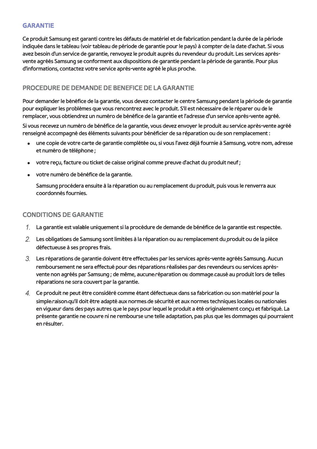 Samsung UE40F6200AWXZF manual Procedure De Demande De Benefice De La Garantie, Conditions De Garantie, 111 222 