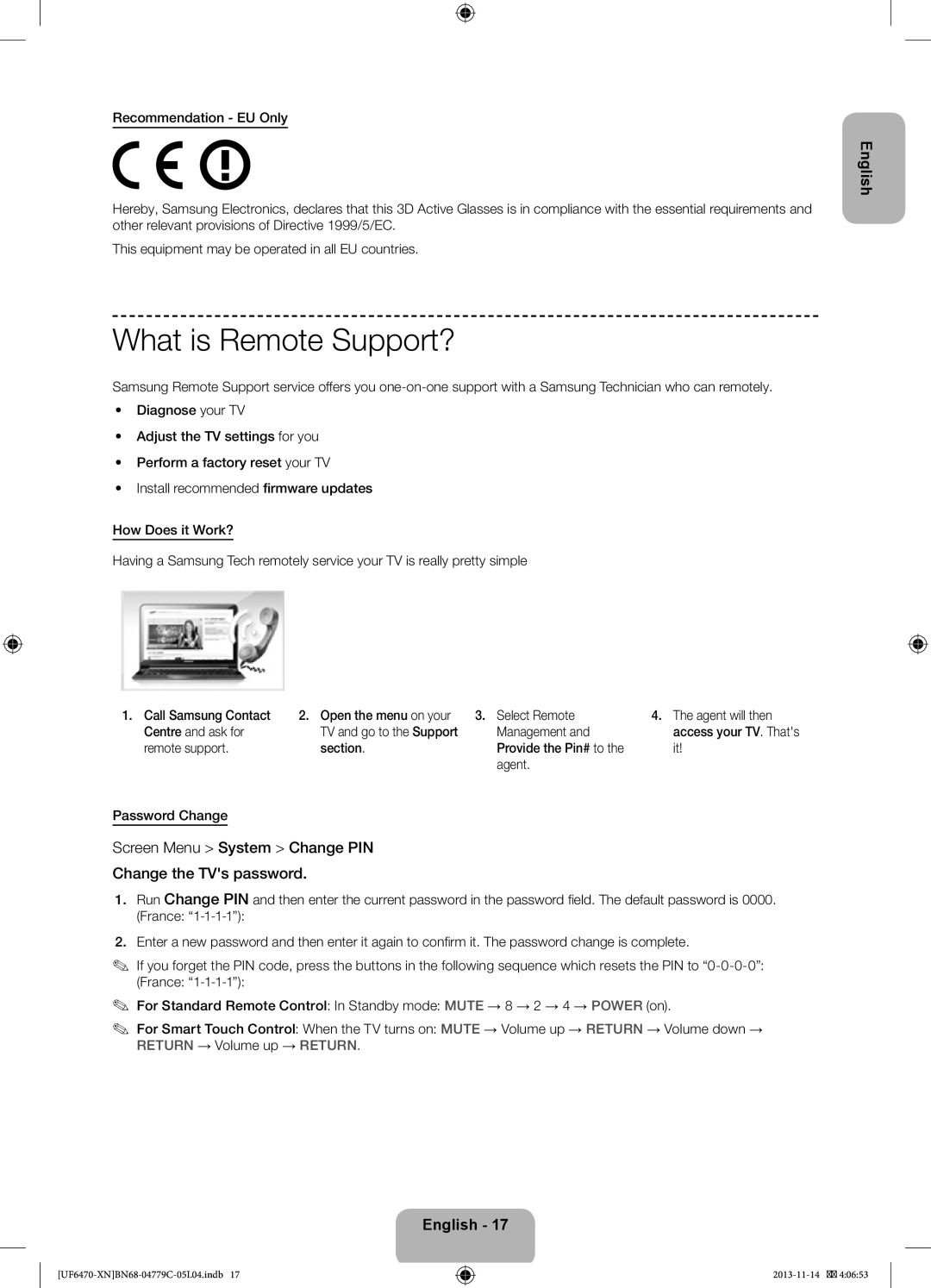 Samsung UE46F6500SSXZF, UE46F6670SSXZF, UE46F6640SSXZF manual What is Remote Support?, Recommendation EU Only, Management 