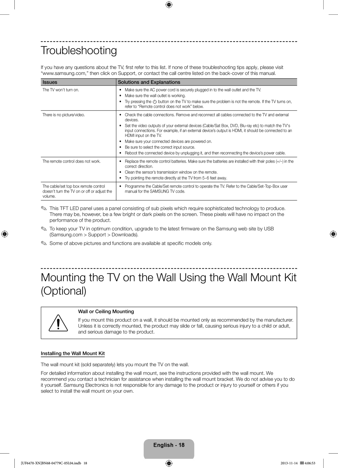 Samsung UE55F6640SSXZF, UE46F6670SSXZF, UE46F6640SSXZF, UE46F6500SSXZF Troubleshooting, Issues Solutions and Explanations 