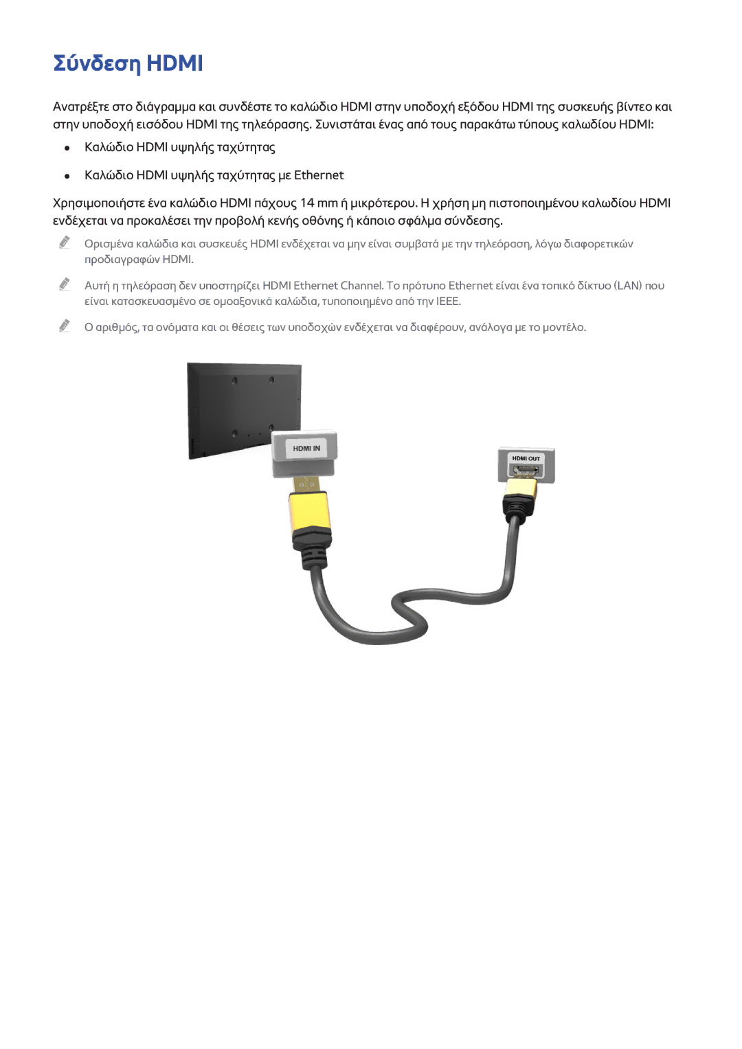 Samsung UE85S9STXXH, UE46F7000SLXXH, UE55F8000SLXTK, UE65F8000SLXXH, UE40F7000SLXXH, UE40F8000SLXXH manual Σύνδεση Hdmi 