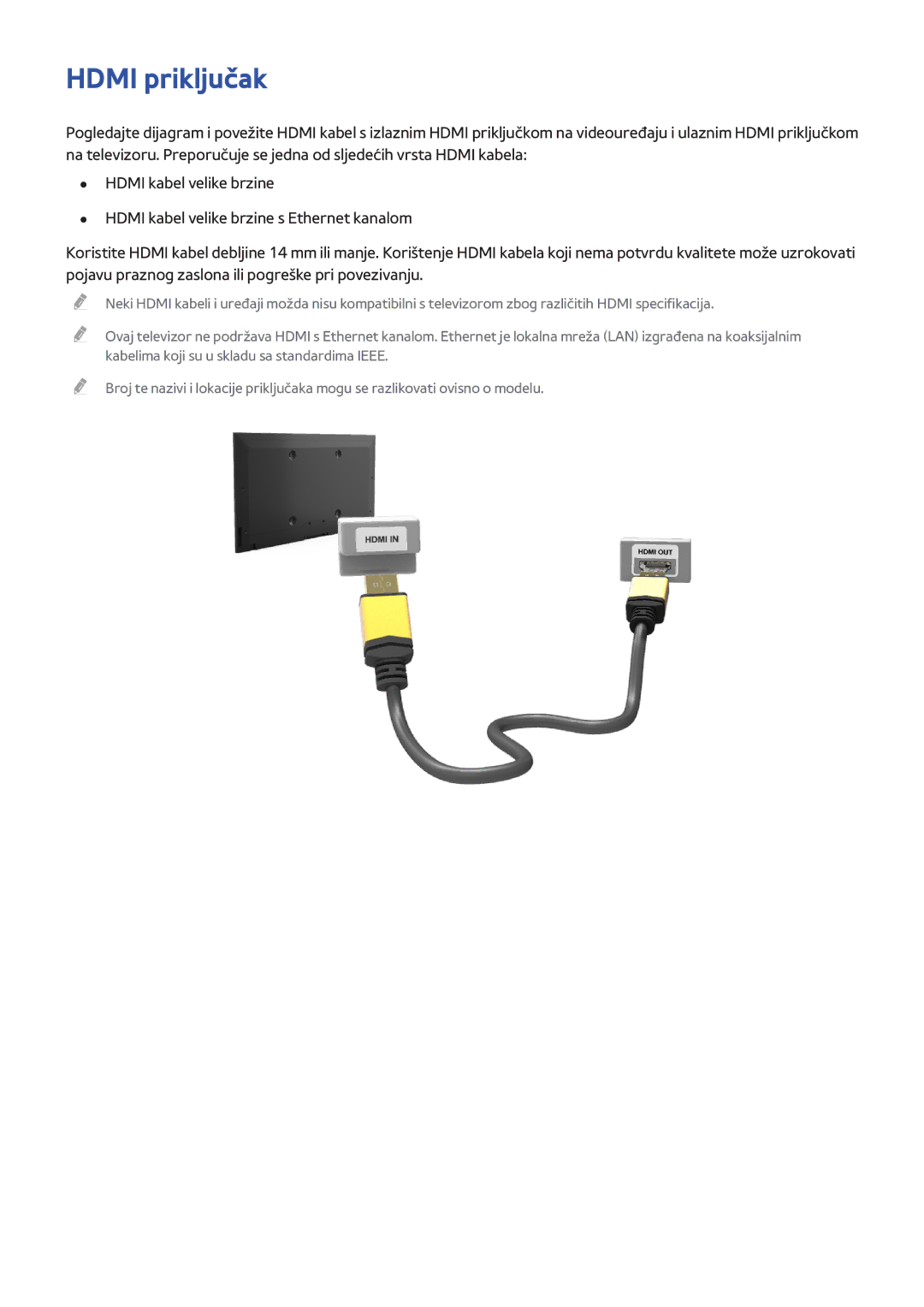 Samsung UE85S9STXXH, UE46F7000STXXH, UE46F8000STXXH, UE40F8000STXXH, UE55F8500STXXH, UE55F9000STXXH manual Hdmi priključak 