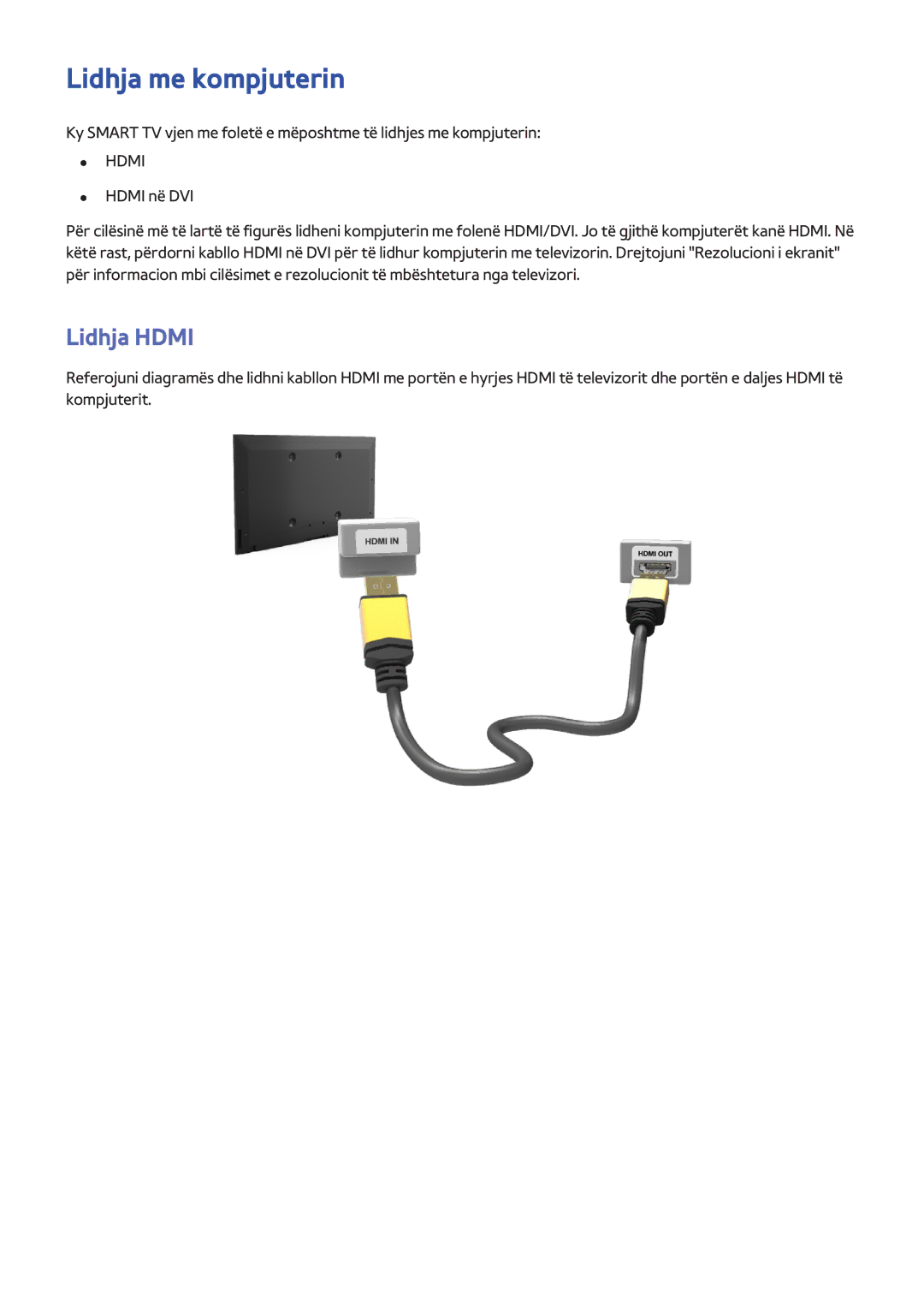 Samsung UE75F8000STXXH, UE46F7000STXXH, UE46F8000STXXH, UE40F8000STXXH, UE55F8500STXXH Lidhja me kompjuterin, Lidhja Hdmi 