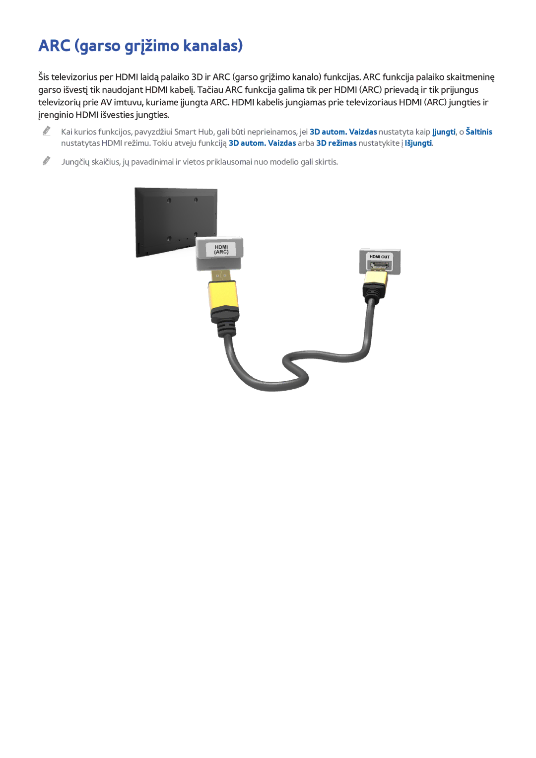 Samsung UE55F8000STXXH, UE46F7000STXXH, UE46F8000STXXH, UE40F8000STXXH, UE55F8500STXXH manual ARC garso grįžimo kanalas 