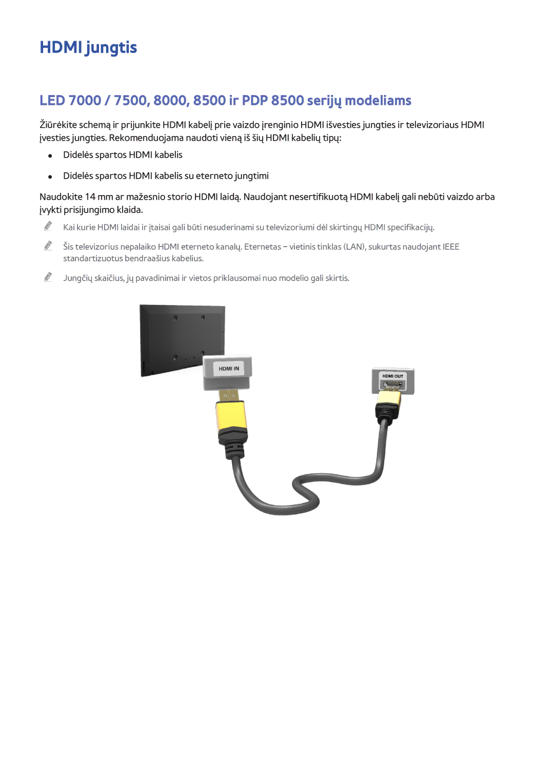 Samsung UE46F8000STXXH, UE46F7000STXXH manual Hdmi jungtis, LED 7000 / 7500, 8000, 8500 ir PDP 8500 serijų modeliams 