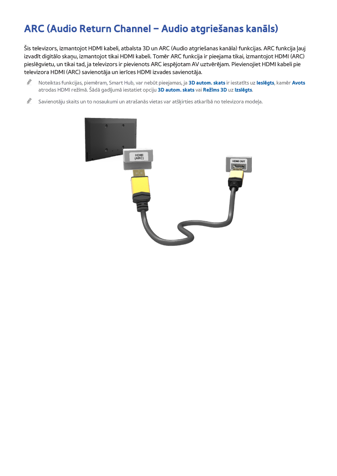 Samsung UE55F8000STXXH, UE46F7000STXXH, UE46F8000STXXH, UE40F8000STXXH ARC Audio Return Channel Audio atgriešanas kanāls 