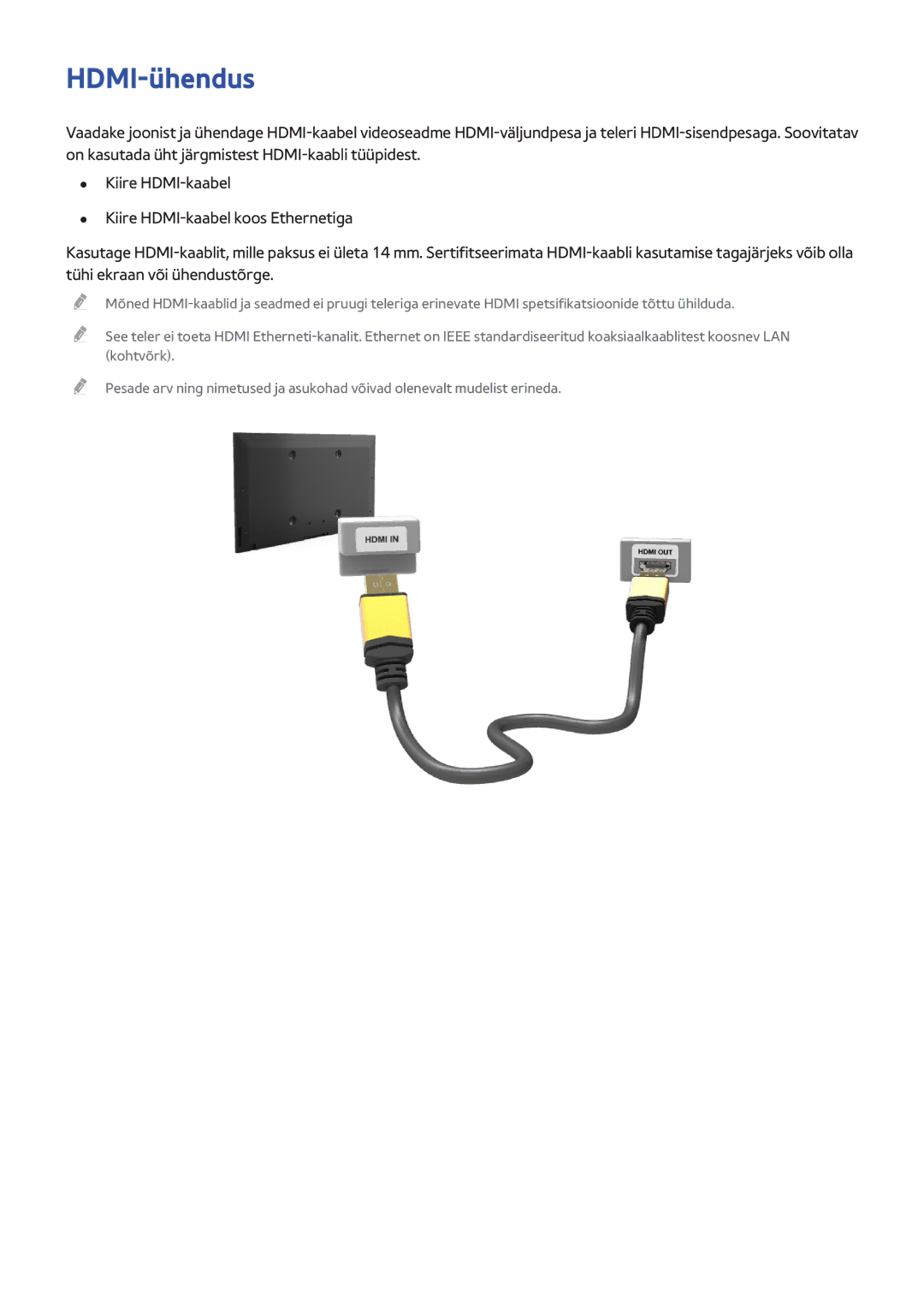 Samsung UE46F7000STXXH, UE46F8000STXXH, UE40F8000STXXH, UE55F8500STXXH, UE55F9000STXXH, UE55F8000STXXH manual HDMI-ühendus 