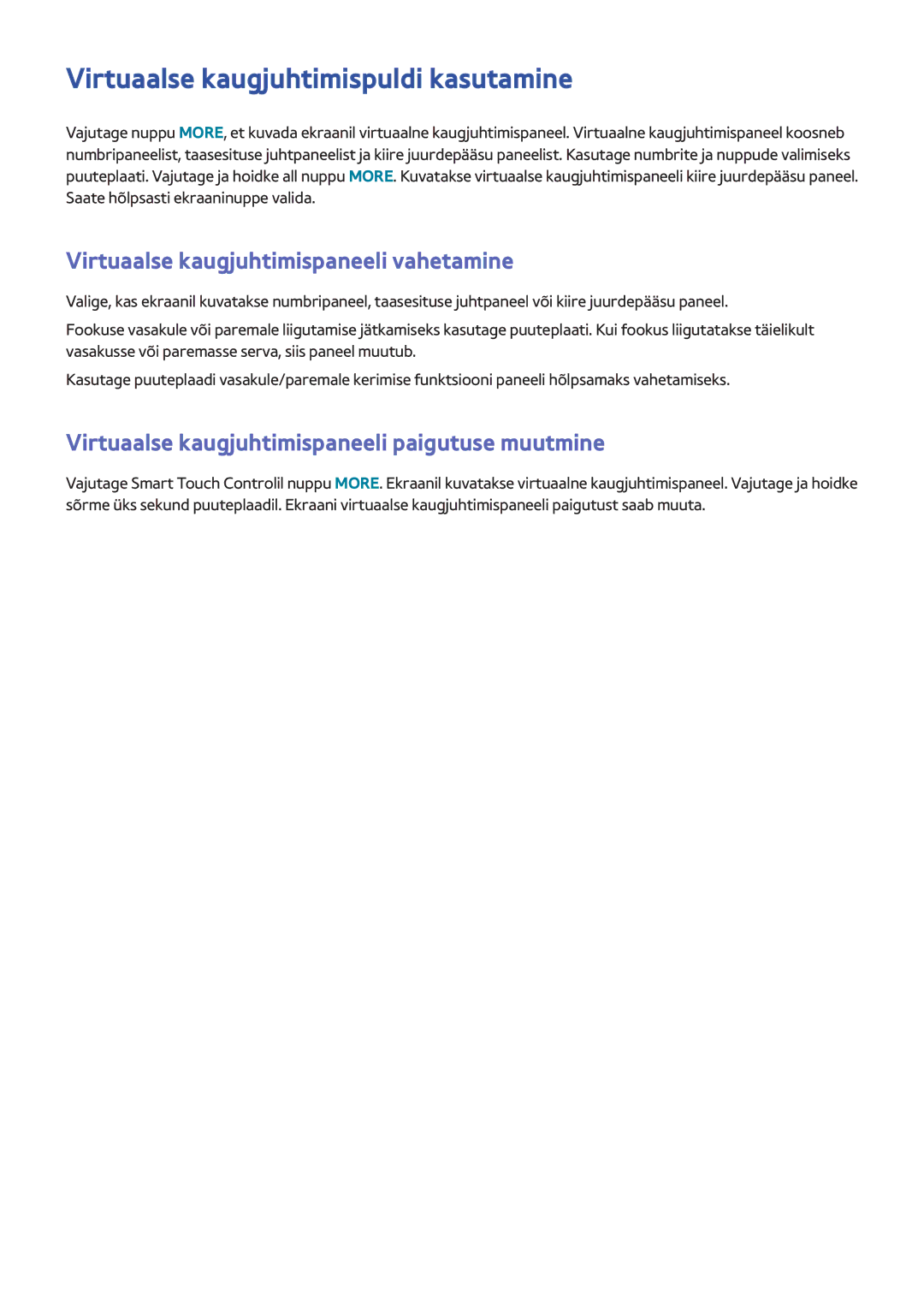 Samsung UE46F8500STXXH, UE46F7000STXXH Virtuaalse kaugjuhtimispuldi kasutamine, Virtuaalse kaugjuhtimispaneeli vahetamine 