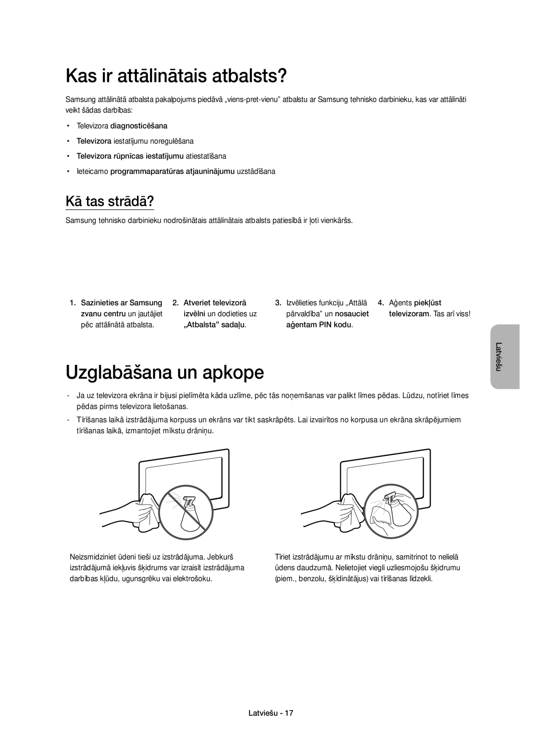 Samsung UE48H4203AWXXH manual Kas ir attālinātais atbalsts?, Uzglabāšana un apkope, Kā tas strādā? 