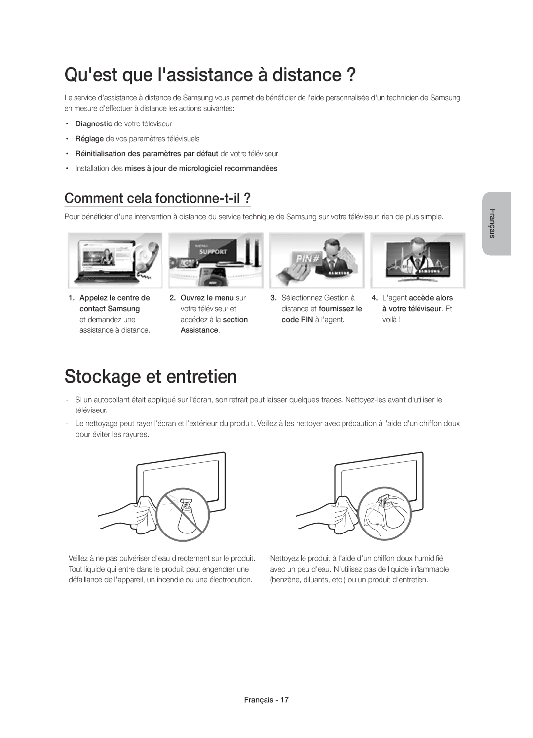 Samsung UE48H4273SSXZG manual Quest que lassistance à distance ?, Stockage et entretien, Comment cela fonctionne-t-il ? 