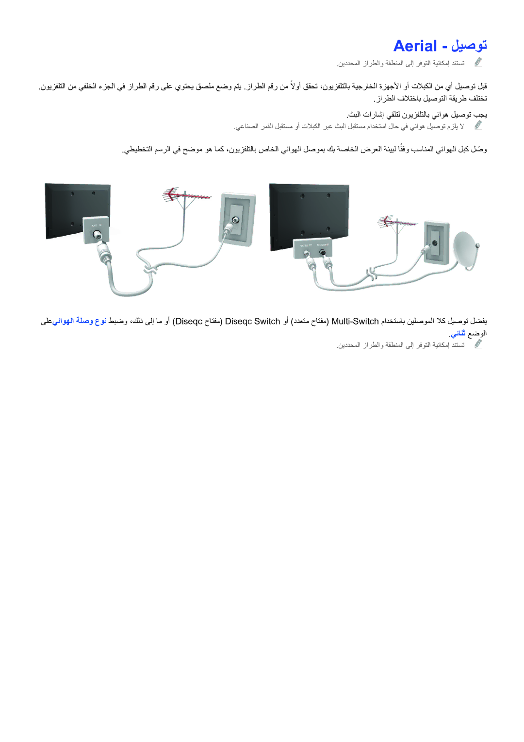 Samsung UE48H5003AWXXH, UE46H6203AWXXH, UA48H4203AWXHC manual Aerial ليصوت 