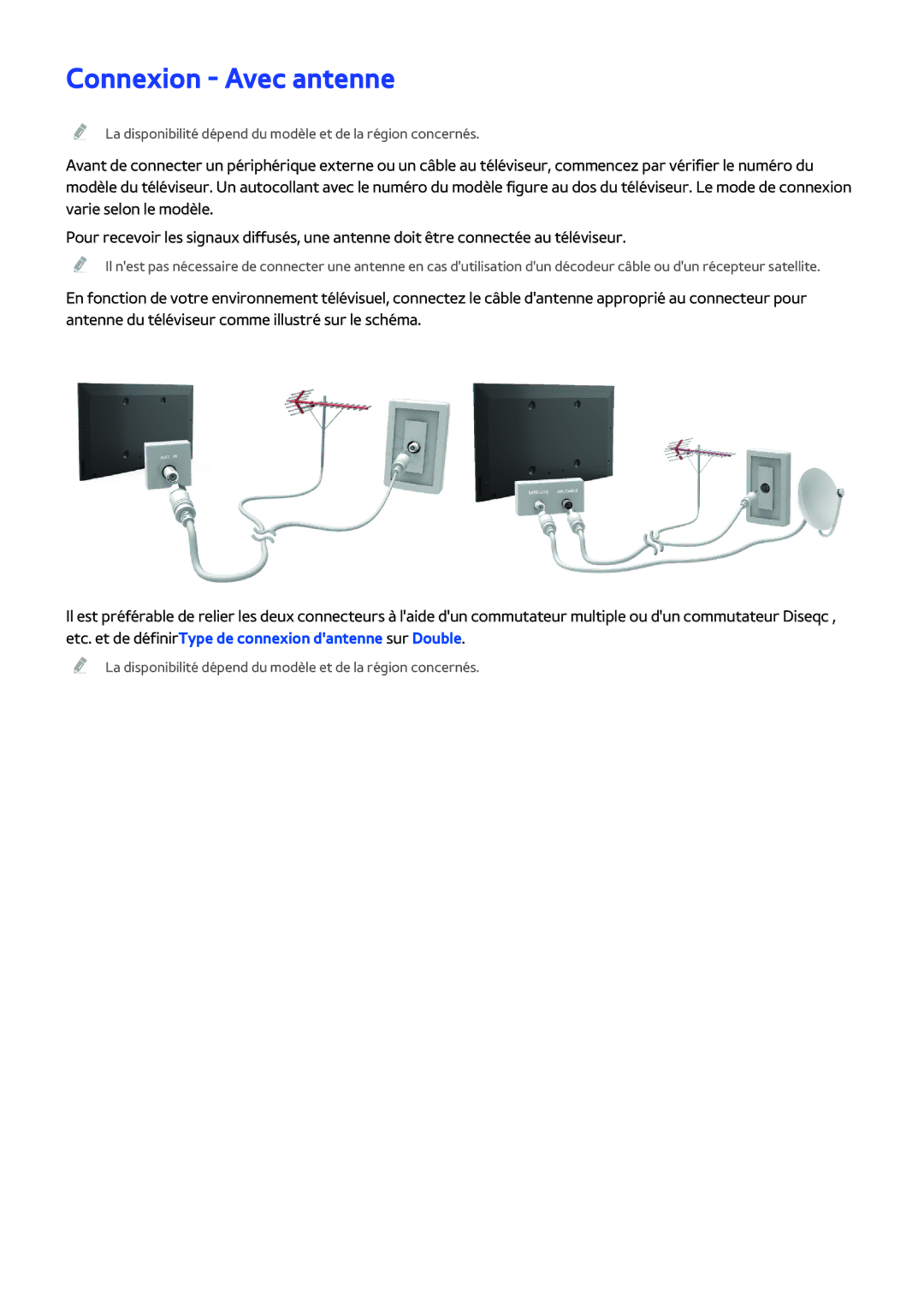 Samsung UE40H6203AWXZF, UE48H5003AWXZF, UE40H4203AWXZF, UE46H6203AWXZF, UE55H6203AWXZF, UE40H5303AWXZF Connexion Avec antenne 