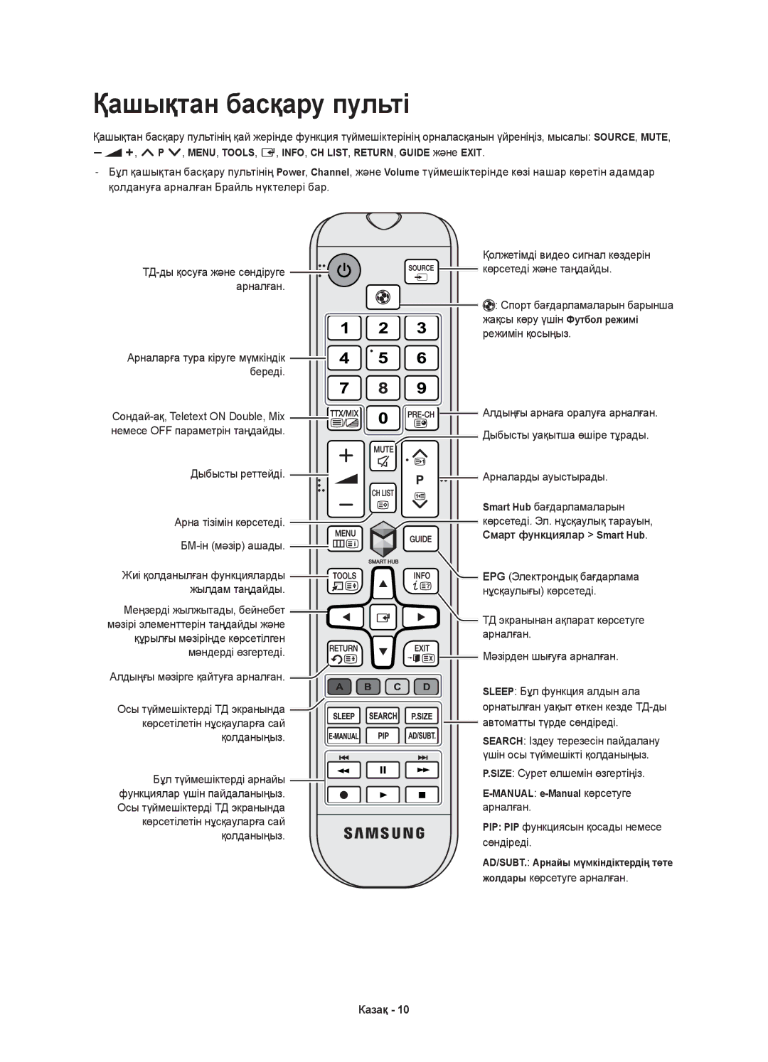 Samsung UE40H5500AKXRU, UE48H5500AKXUZ, UE40H5500AKXMS, UE32H5500AKXMS, UE32H5500AKXRU, UE40H5500AKXUZ Қашықтан басқару пульті 